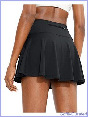 Pleated Tennis Skirt with 4 Pockets Built-in Short Liner High Waist Athletic